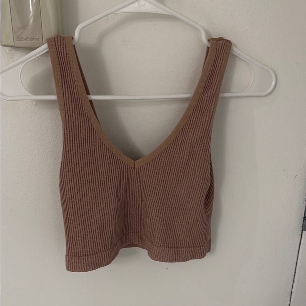 Forever 21 Brown Ribbed Crop Tank Top